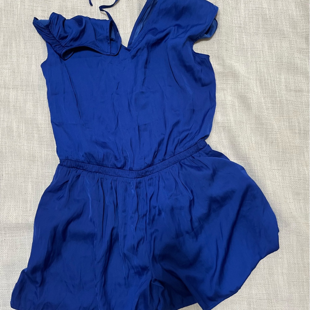 LOFT Royal Blue Ruffled Romper with Shorts